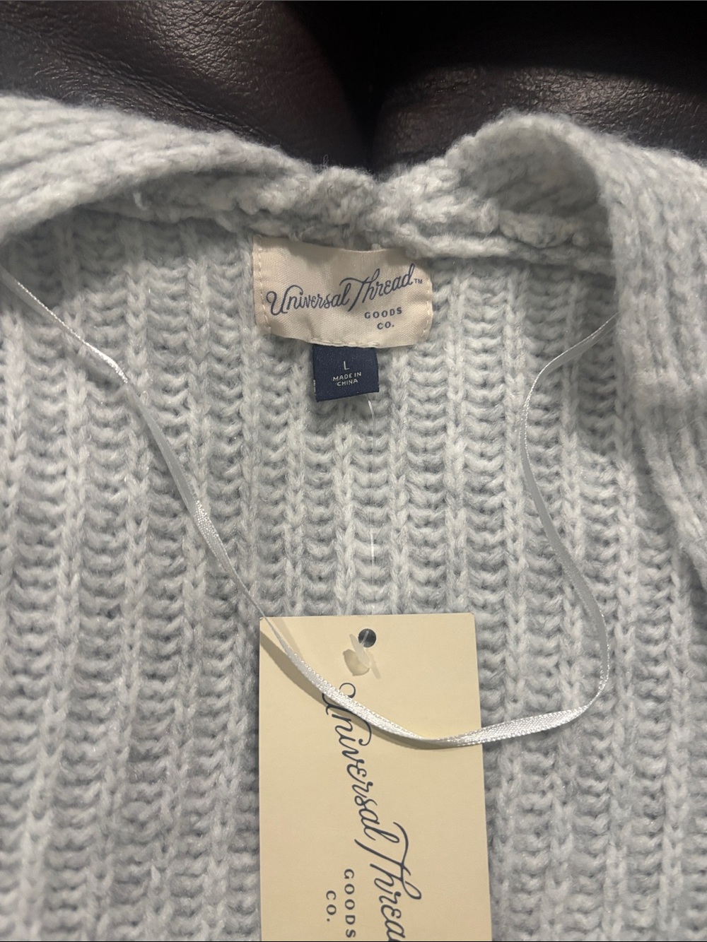 Universal Thread Open-Front Ribbed Cardigan in Light Gray - Picture 5 of 5